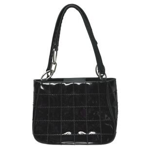 Donald J Pliner Black Patent Leather Handbag Purse 2 Handle Lined Party Dressy